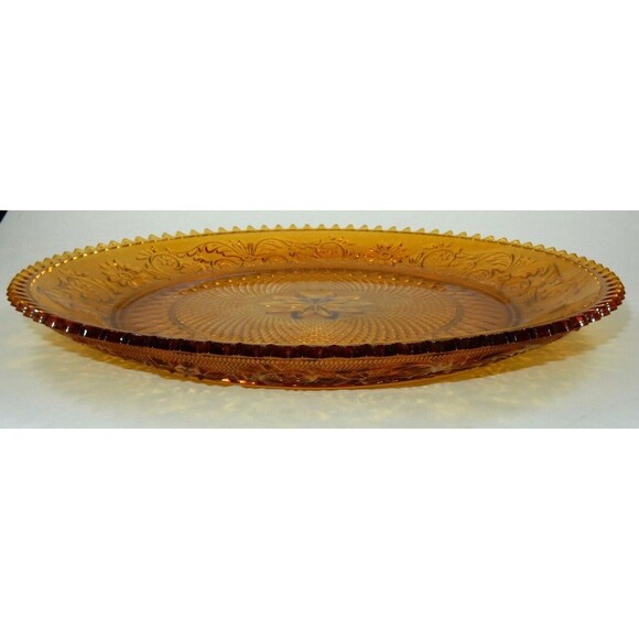 Tiara Exclusive Amber Glass Platter Relish Plate & Egg Serving Platters w/Boxes - Picture 9 of 12